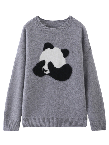 Gyapjúból készült vastag jacquard kötött pulóver, laza fazon, kerek nyakú, hosszú ujjú, 95%+ gyapjú tartalom