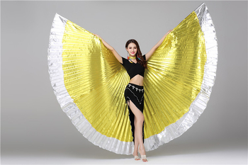 Kõhu tantsu tiivad koos vitsadega, kuldne värv, kemikaalsete kiudude segu, 90% polüester, vooder 90% polüester, täiskasvanutele, unisex, tantsuliikumiste jaoks