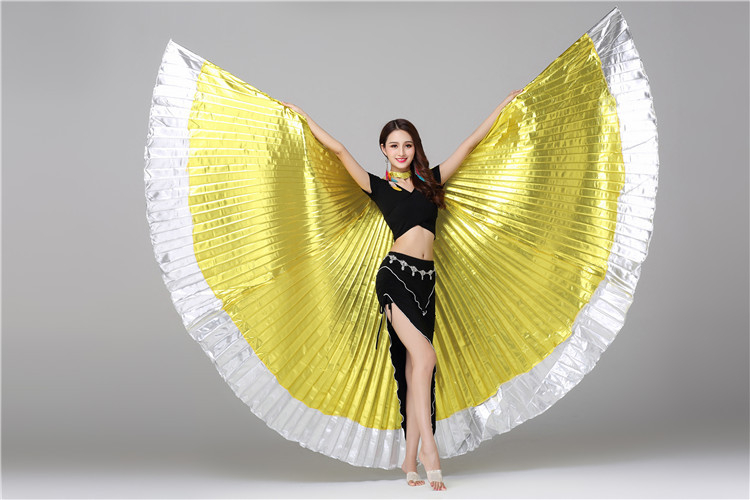 Kõhu tantsu tiivad koos vitsadega, kuldne värv, kemikaalsete kiudude segu, 90% polüester, vooder 90% polüester, täiskasvanutele, unisex, tantsuliikumiste jaoks