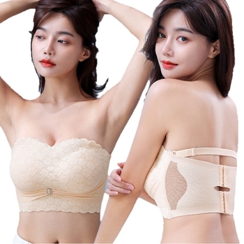 Sutien bez naramenica, oblikovanje, protivklizanja, puni košarica, tanke oblikovane čaše, čipka najlon, stražnje kopčanje s četiri reda