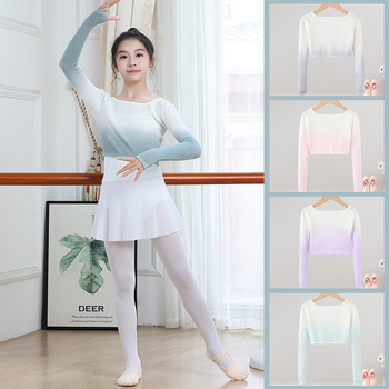 Gyerekeknek szóló táncruha készlet, hosszú ujjú felső és külön alsó rész, modal szálú anyag pamut béléssel, balett, latin tánc és modern tánc