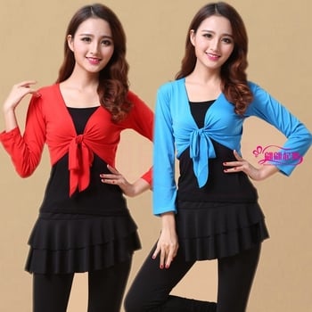 Négyzetes tánc felső sállal, Milk Silk anyag 30% elasztánnal, hosszú ujjú, felnőtt nőknek, színpadra és Belly/Latin/Folk/Yangko táncokhoz