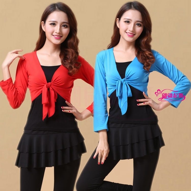 Négyzetes tánc felső sállal, Milk Silk anyag 30% elasztánnal, hosszú ujjú, felnőtt nőknek, színpadra és Belly/Latin/Folk/Yangko táncokhoz