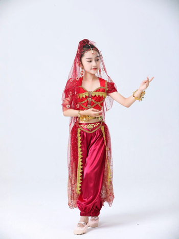 Etnički plesni kostim – Dunhuang nadahnut, mrežasti materijal i spandeks mješavina, elegantan stil, svježe i slatko, proljeće 2025, složena izrada