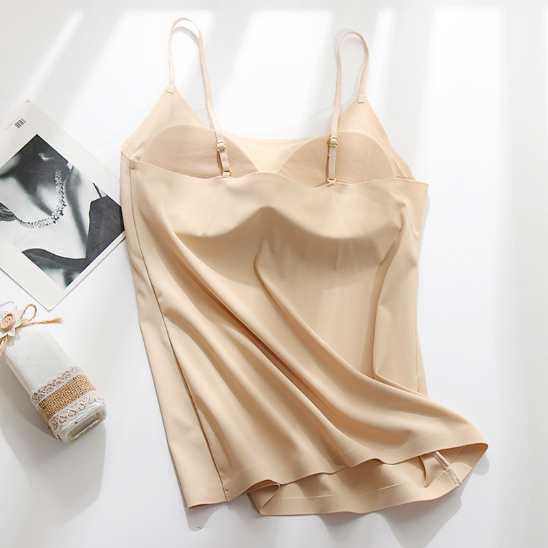 Hosszú jégselyem vállpánt nélküli felső, formázott kosarakkal, lélegző és kényelmes