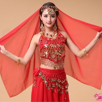 Hastánc fejfedő függő érme díszítéssel, chiffon kendő, poliészter anyag