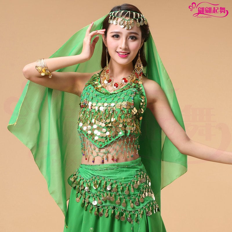 Hastánc fejfedő függő érme díszítéssel, chiffon kendő, poliészter anyag