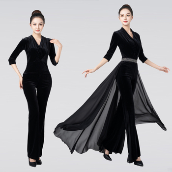 Táncos body velúr gallérral és csavart csomóval (Nesyu; Kémiai rostok keveréke; 80% poliészter; Nők számára; Tánc mozgás)