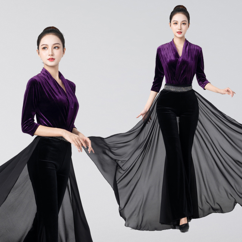 Nesyu márkájú táncbodi velúr gallérral, keverék kémiai szálakból (80% poliészter), női, táncmozgásokhoz.