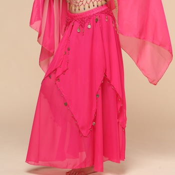 Suknja za ples stomaka s novčićima, šifon, pailete, velikog volumena, scenski kostim