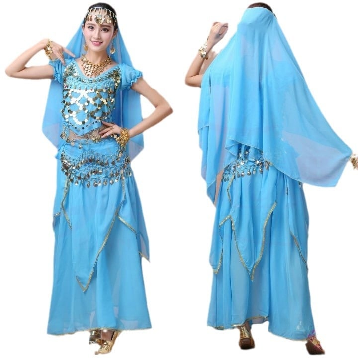 Костюм за коремни танци – полиестерен плат, 100% полиестер, за възрастни жени, за изпълнение