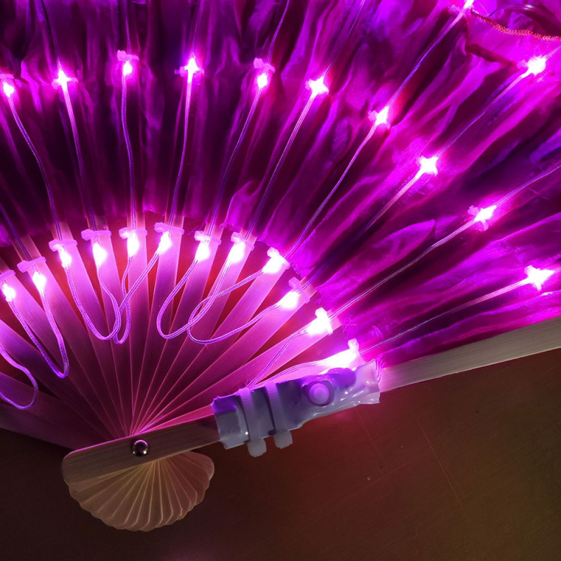 LED svjetleći rekvizit fan za belly dance – Punjivi, šifon s 30–50% spandeksom