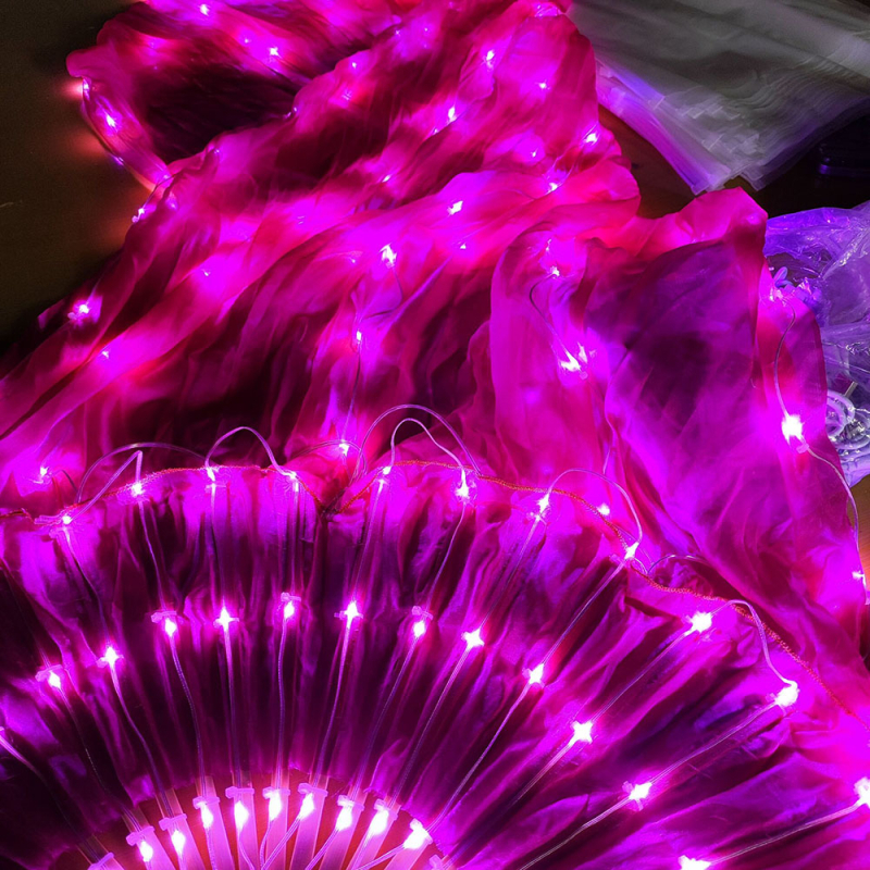 LED svjetleći rekvizit fan za belly dance – Punjivi, šifon s 30–50% spandeksom