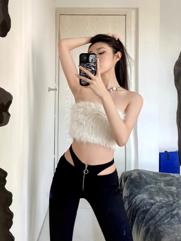 Γυναικείος camisole τοπ με τιράντες, στενή γραμμή, υπερ-κοντό μήκος (≤40 εκ.), ύφασμα από βαμβάκι 95% + 5% σπάντεξ