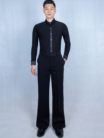 Muške hlače za moderne plesove – hlače s bočnim džepom uz pojas, vlakna od bambusovog ugljena, 80% poliester, prikladno za Latin, Ballroom, Square i moderni ples