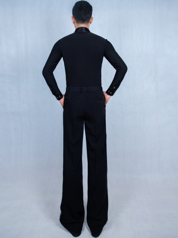 Muške hlače za moderne plesove – hlače s bočnim džepom uz pojas, vlakna od bambusovog ugljena, 80% poliester, prikladno za Latin, Ballroom, Square i moderni ples