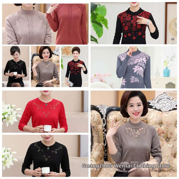 Plus-size ženski oversize pleteni pulover za jesen-zimu, okrugli izrez, debeli pamuk-poliester spoj, haudstooth uzorak, reljefna tekstura, pulover s vintage stilom.
