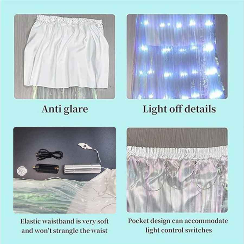 LED svjetleća plisirana suknja za ples trbuha - poliester, Youyun, unisex, proljeće 2025