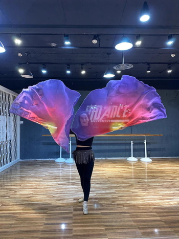 Kostým pre belly dance s gradientným šálom z chiffon, polyesterový materiál, obsah polyesteru 30-50%, jar 2025, pre ženy 18-24 rokov