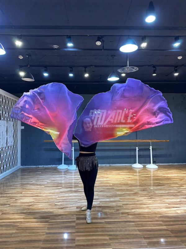 Kostým pre belly dance s gradientným šálom z chiffon, polyesterový materiál, obsah polyesteru 30-50%, jar 2025, pre ženy 18-24 rokov