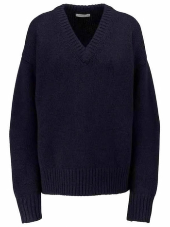 Ženski vuneni džemper s V-izrezom, patchwork dizajn, slobodan kroj, srednja duljina, mješavina vune i kašmira