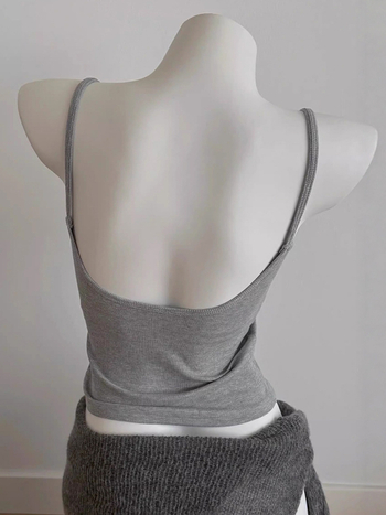 Ženski top bez leđa s fiksnim trakama, slim fit, kratka duljina, tkanina od pamukove smjese