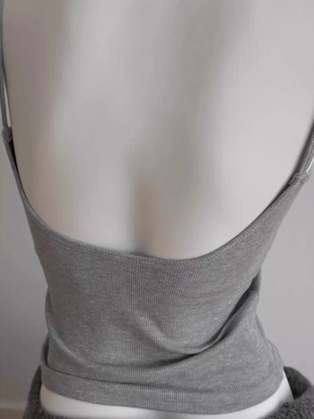 Ženski top bez leđa s fiksnim trakama, slim fit, kratka duljina, tkanina od pamukove smjese