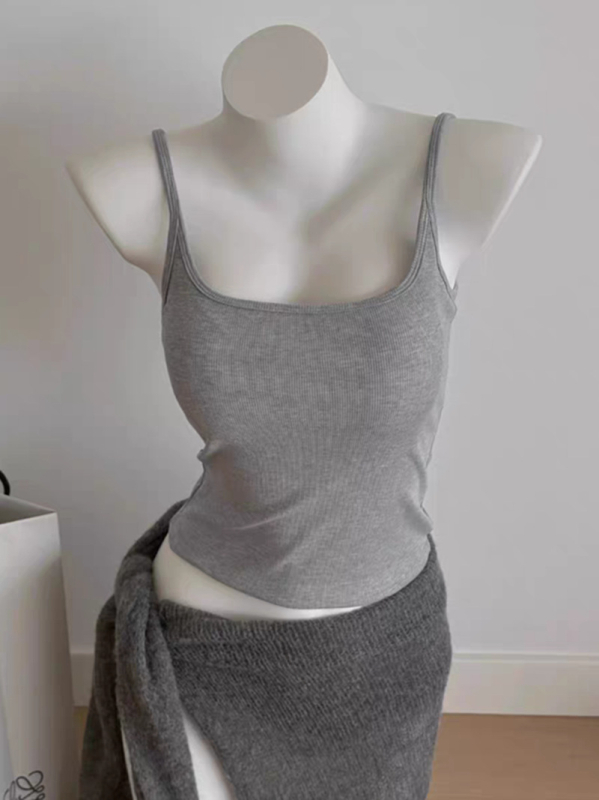 Ženski top bez leđa s fiksnim trakama, slim fit, kratka duljina, tkanina od pamukove smjese