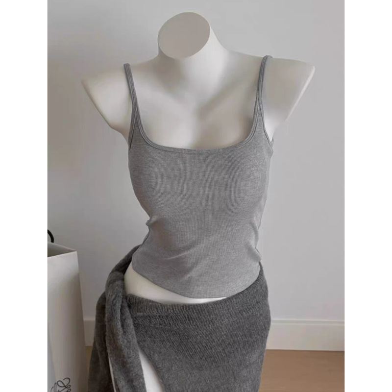 Ženski top bez leđa s fiksnim trakama, slim fit, kratka duljina, tkanina od pamukove smjese