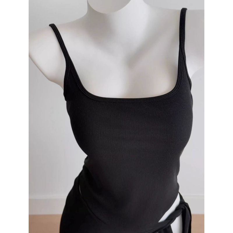 Ženski top bez leđa s fiksnim trakama, slim fit, kratka duljina, tkanina od pamukove smjese