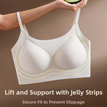 Neviditeľná športová podprsenka bez ramienok, priedušná, tvaruje chrbát, bez kovovej výstuže, 3/4 košík, pevné dvojité ramienka