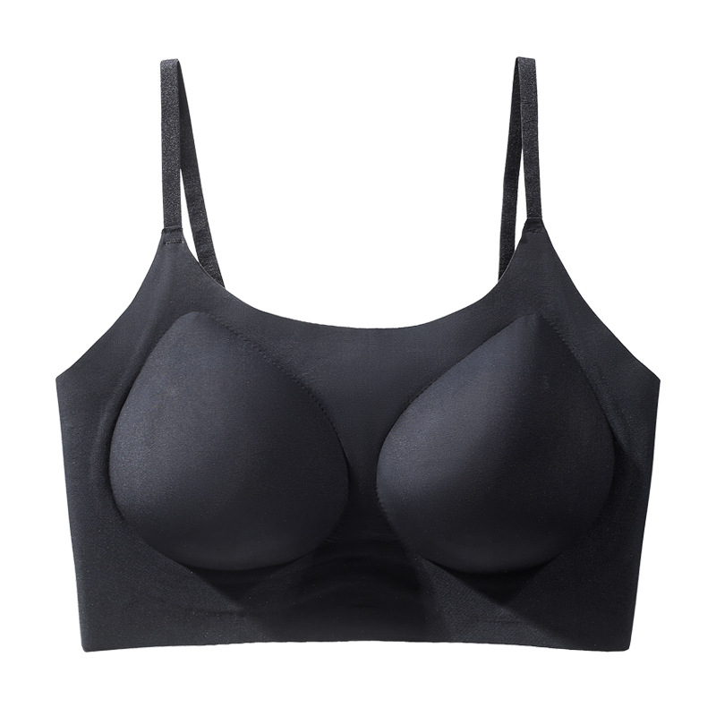 Nevidljivi sportski grudnjak bez naramenica, prozračan i oblikujući leđa, bez žice, 3/4 košarica, fiksne dvostruke trake