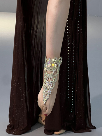 Belly Dance členkový reťaz s kamienkami – PU koža, polyester, PU koža podšívka, unisex pre vystúpenie