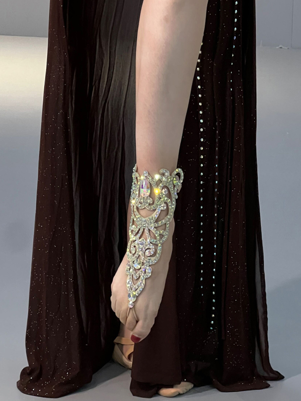 Belly Dance členkový reťaz s kamienkami – PU koža, polyester, PU koža podšívka, unisex pre vystúpenie