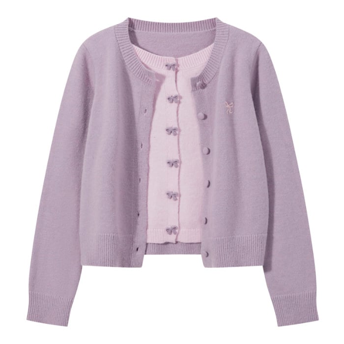 Cardigan od viskoze s lažnim dvodijelnim dizajnom, U-izrez, dugi rukavi, opušten kroj