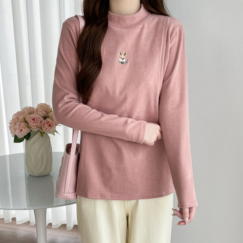 Postpartalni dojilni top, Derong baršun, akril 90–95%, minimalistički pulover s izvezenim karikaturnim motivom na prsima, za dojenje, izlazi jeseni 2024