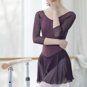 Baletno leotard s velikom tulom suknjom za žene, jednobojni uzorak, Milk Silk tkanina s 90% Spandex, pamukova podstava, moderna plesna odjeća