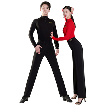 Muški kostim za latino trening, usklađeni ženski set za ballroom, dvodjelni komplet, visokog struka, uski kroj, poliester-mješavina
