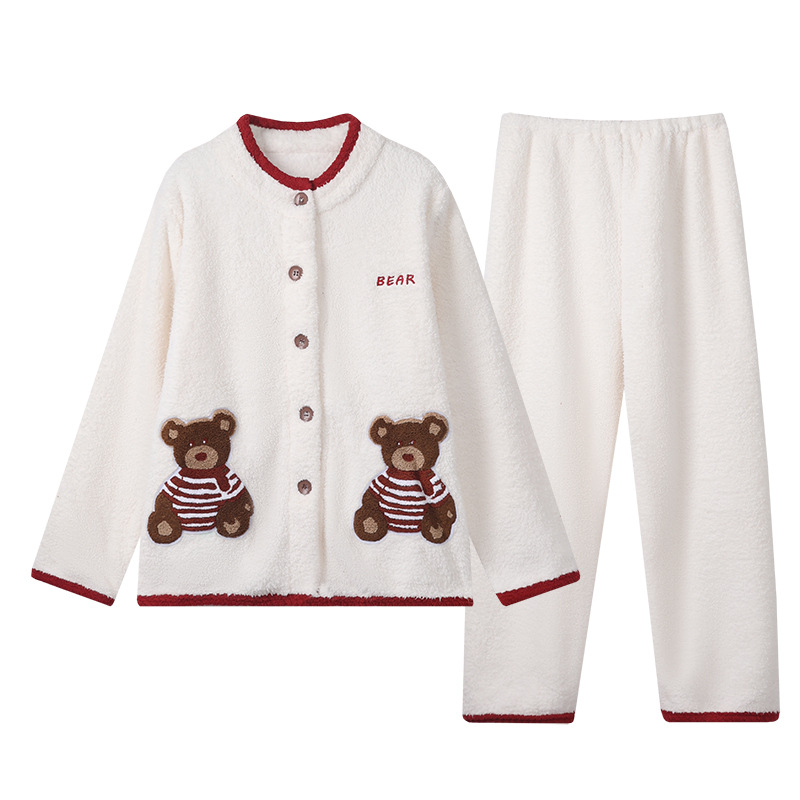 Set pidžama za trudnice s slatkim kardiganom, podesiva i topla - polu velur, 100% poliester, dugi rukavi, hlače