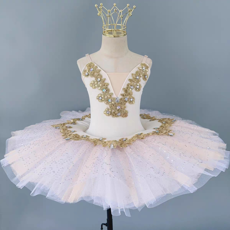 Dječji baletni kostim za nastup – Mali labud tutu, Corduroy s kunićem krznom, Korejski stil, 12–14 šavova na 3 cm, Sigurnosna kategorija A