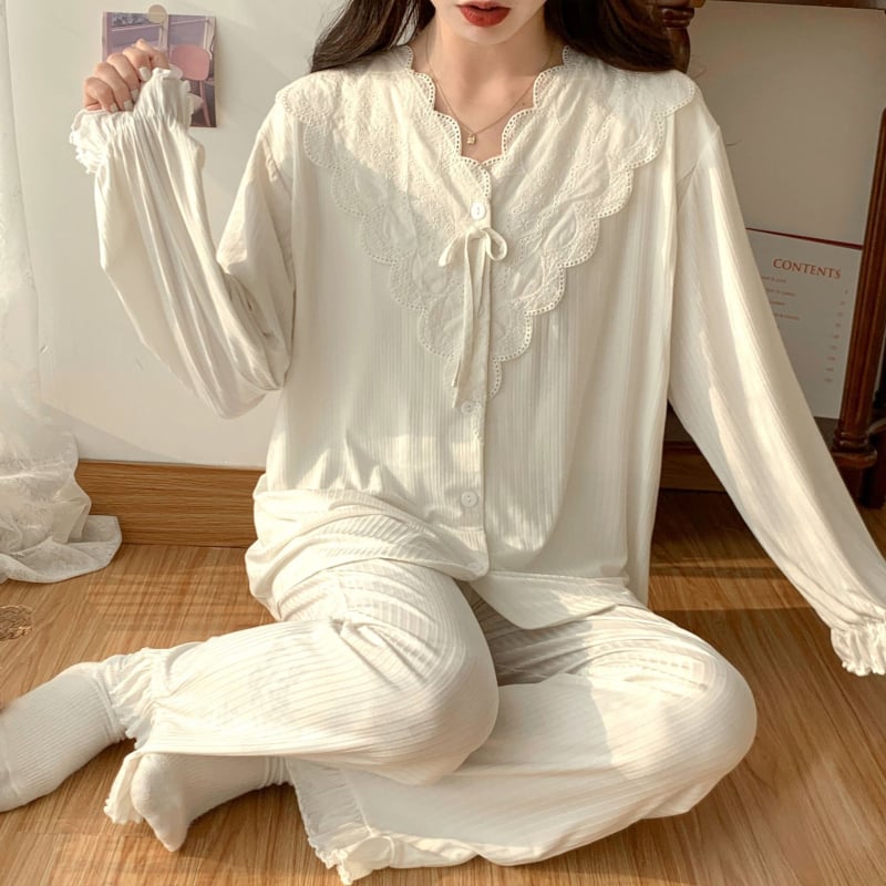 Pyžamo na dojčenie - nohavicový set, dlhý rukáv, jednobarevný modal s elastanom, otvor na dojčenie