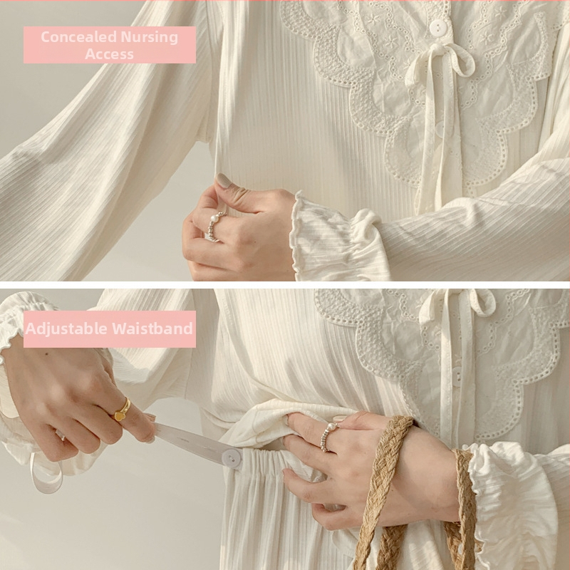 Pyžamo na dojčenie - nohavicový set, dlhý rukáv, jednobarevný modal s elastanom, otvor na dojčenie