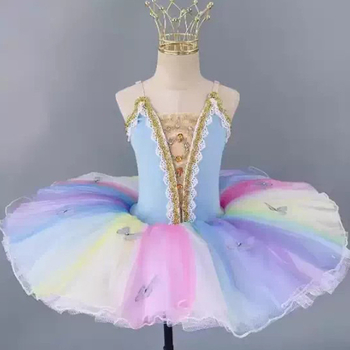 Detský baletný tutu kostým — tylová sukňa, dievčenský štýl, bavlnený materiál, pre deti 8+ rokov