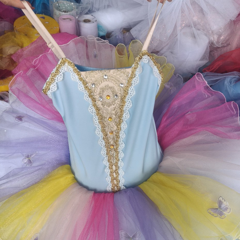 Detský baletný tutu kostým — tylová sukňa, dievčenský štýl, bavlnený materiál, pre deti 8+ rokov