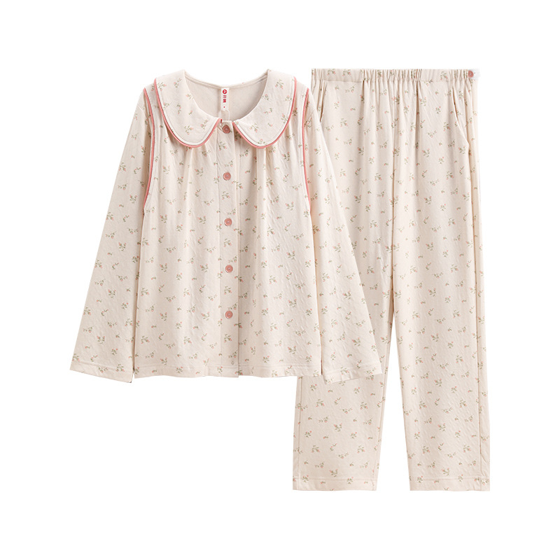 Pamuk majčinski i dojenje komplet – dugi rukav, hlače, minimalistički ležerni stil, 95–100% pamuk