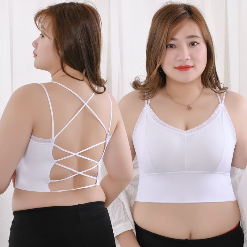 Plus veličina čipkasti tube top s umetkom za prsima, leđa bez naramenica, francuski stil – najlon