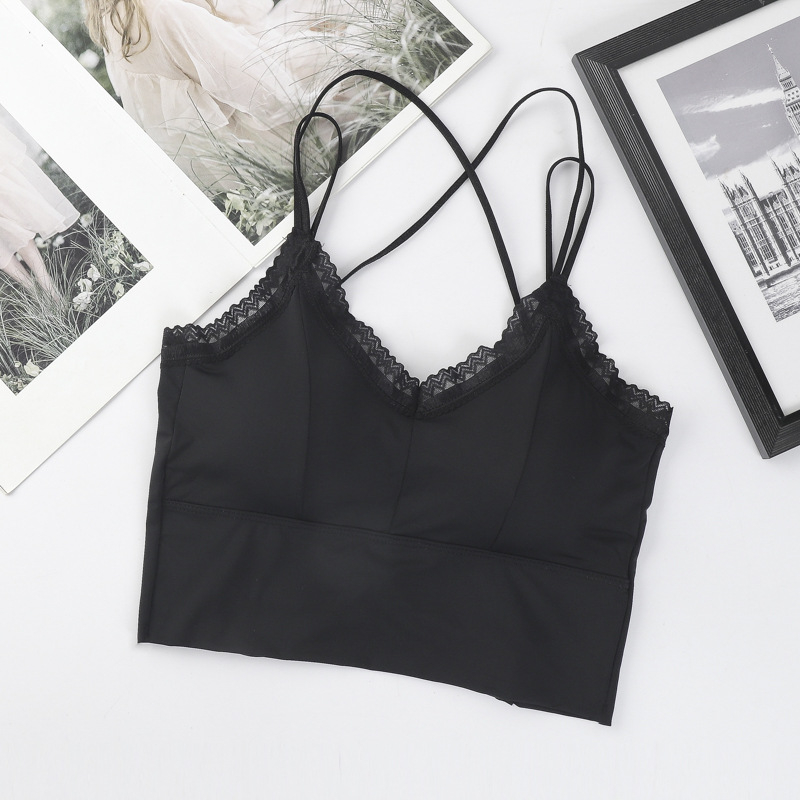 Plus veličina čipkasti tube top s umetkom za prsima, leđa bez naramenica, francuski stil – najlon