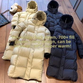 Moteriška žieminė striukė su antis pūnais, ilgas siluetas, stora izoliacija, užpildas 201–300 g, poliesterio mišinio audinys