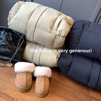 Moteriška žieminė striukė su antis pūnais, ilgas siluetas, stora izoliacija, užpildas 201–300 g, poliesterio mišinio audinys