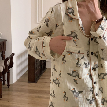 Set odjeće za razdoblje poslije poroda, mekan na kožu, 100% pamuk, prozračan, dugi rukavi i hlače, sladak crtani dizajn